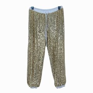 Victoria Secret Gold‎ Sequined Joggers Size L Glam Y2K Retro